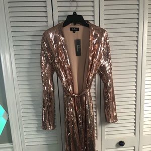 NWT Lulu’s Rose Sequin Fringe Duster